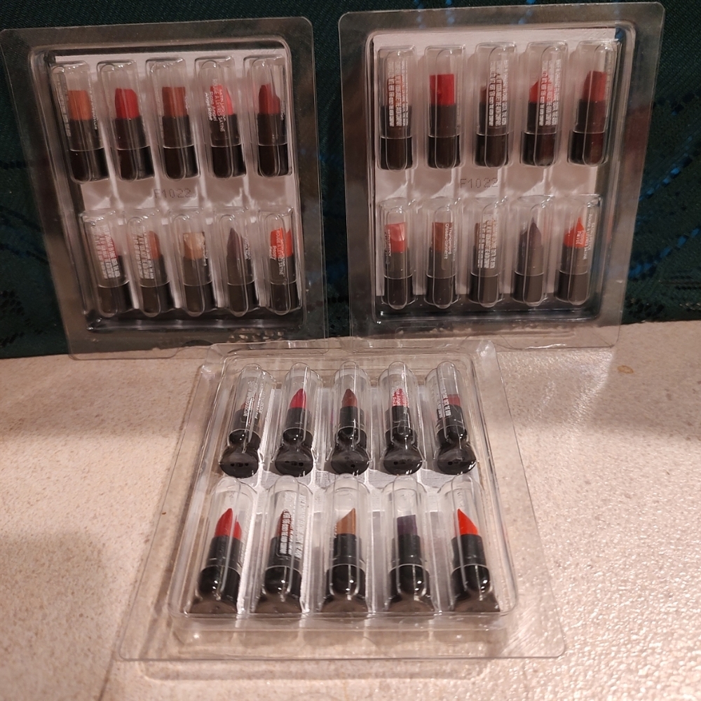 Lot 3 Avon fmg Glimmer Satin Lipstick Sample packs Lip Color 10 Assorted shades